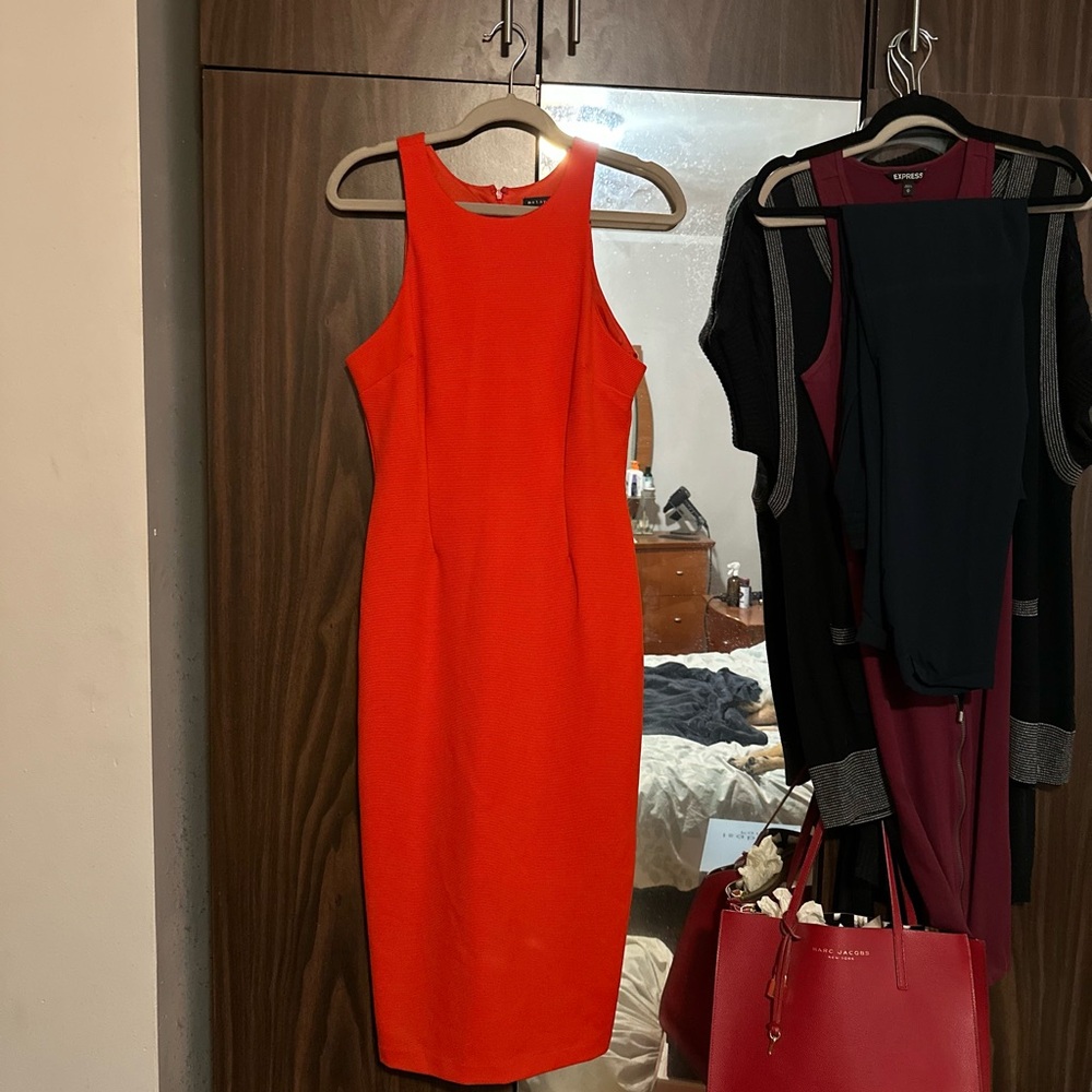 Metaphor Bold Orange Midi Dress